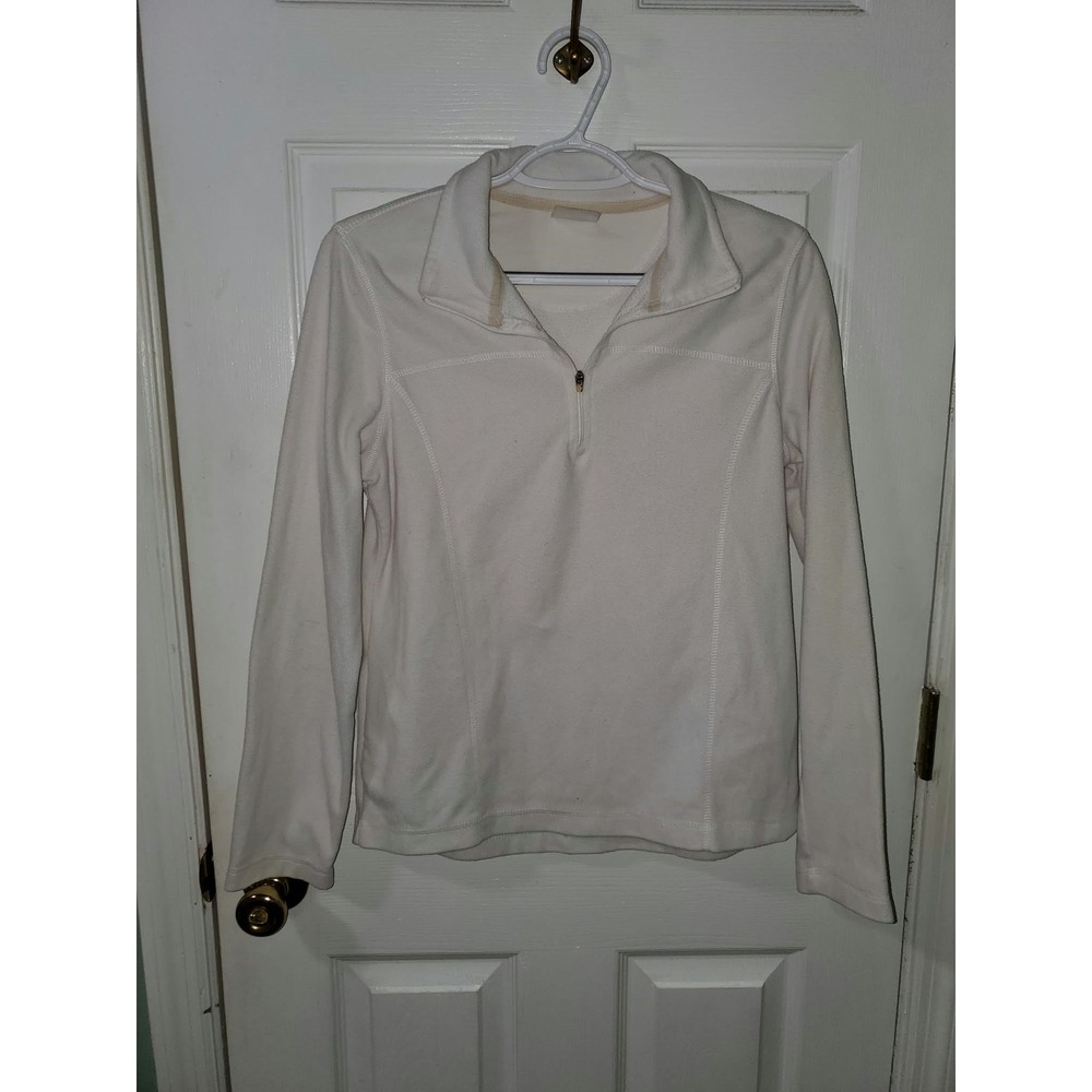 Danskin Now Womens Cream Quarter Zip Fleece Pullover Jacket Size M 8-10